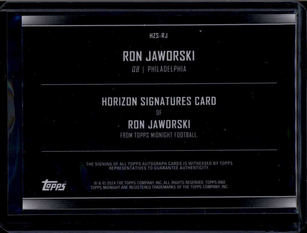 2024 Topps Midnight Horizon Signatures Twilight HZSRJ Ron Jaworski Auto 99/99