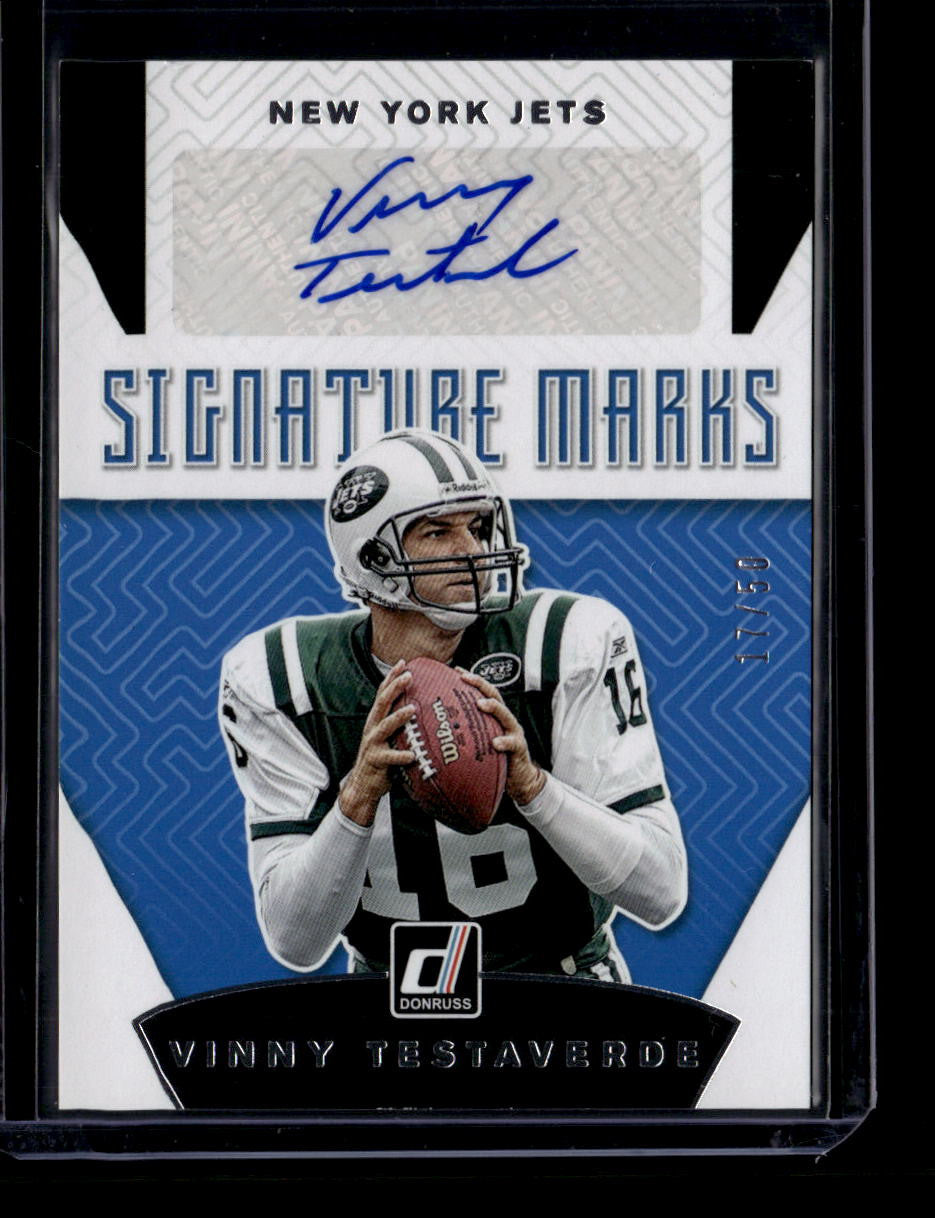 SOLD 180316 2019 Donruss Signature Marks Blue 33 Vinny Testaverde Auto 17/50