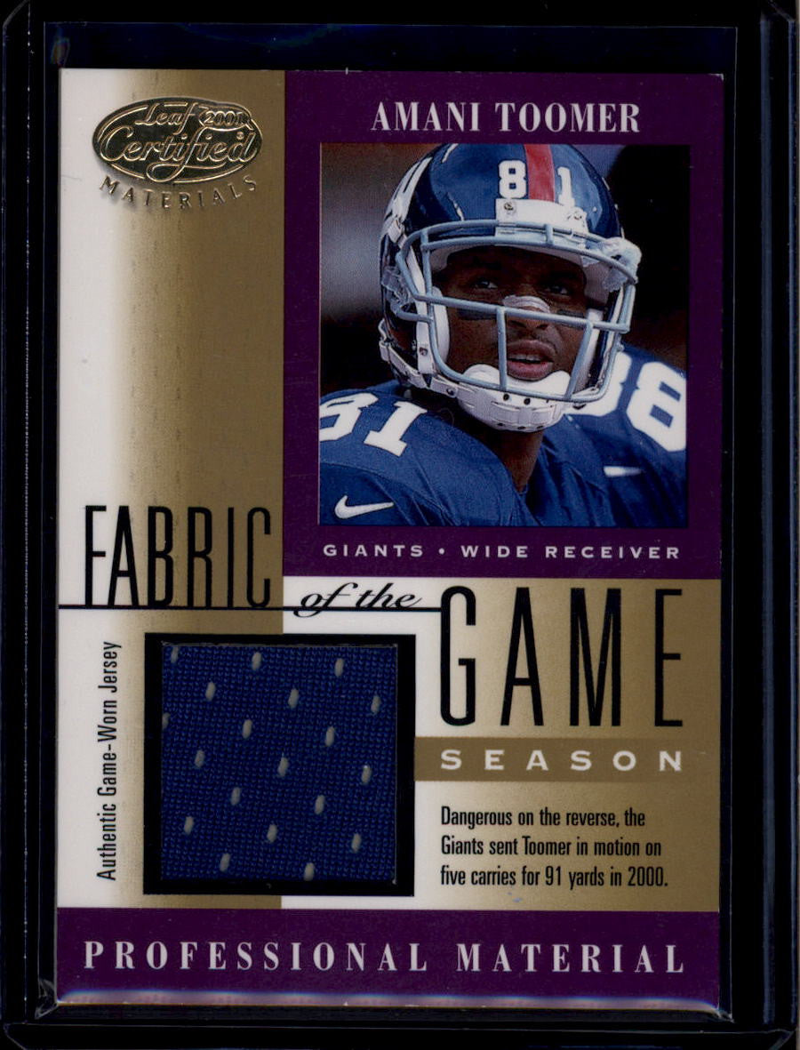 2001 Leaf Certified Materials Fabric of the Game 112sn Amani Toomer Jersey 18/91