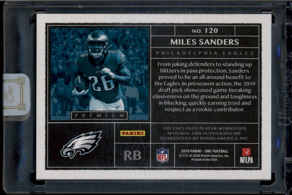 2019 Panini One 120 Miles Sanders Rookie Patch Auto 62/99