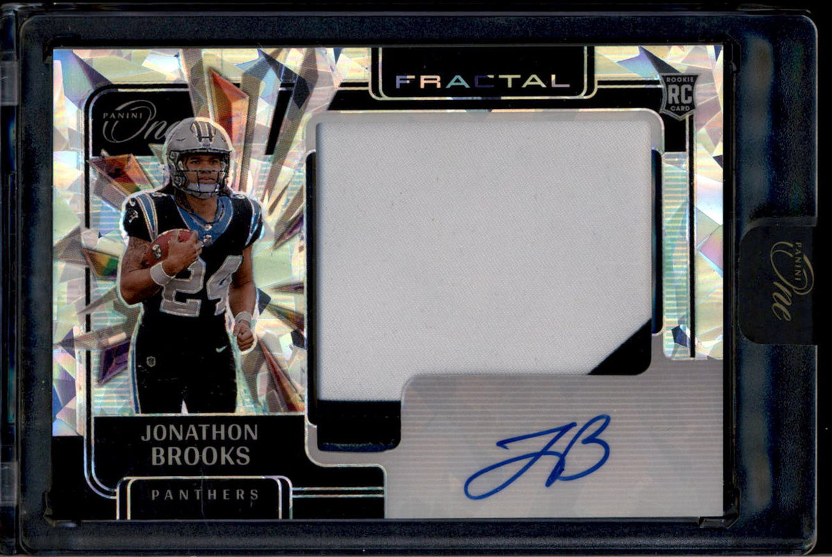 SOLD 180325 2024 Panini One Rookie Fractal Autograph 403 Jonathan Brooks RC Patch Auto 23/50