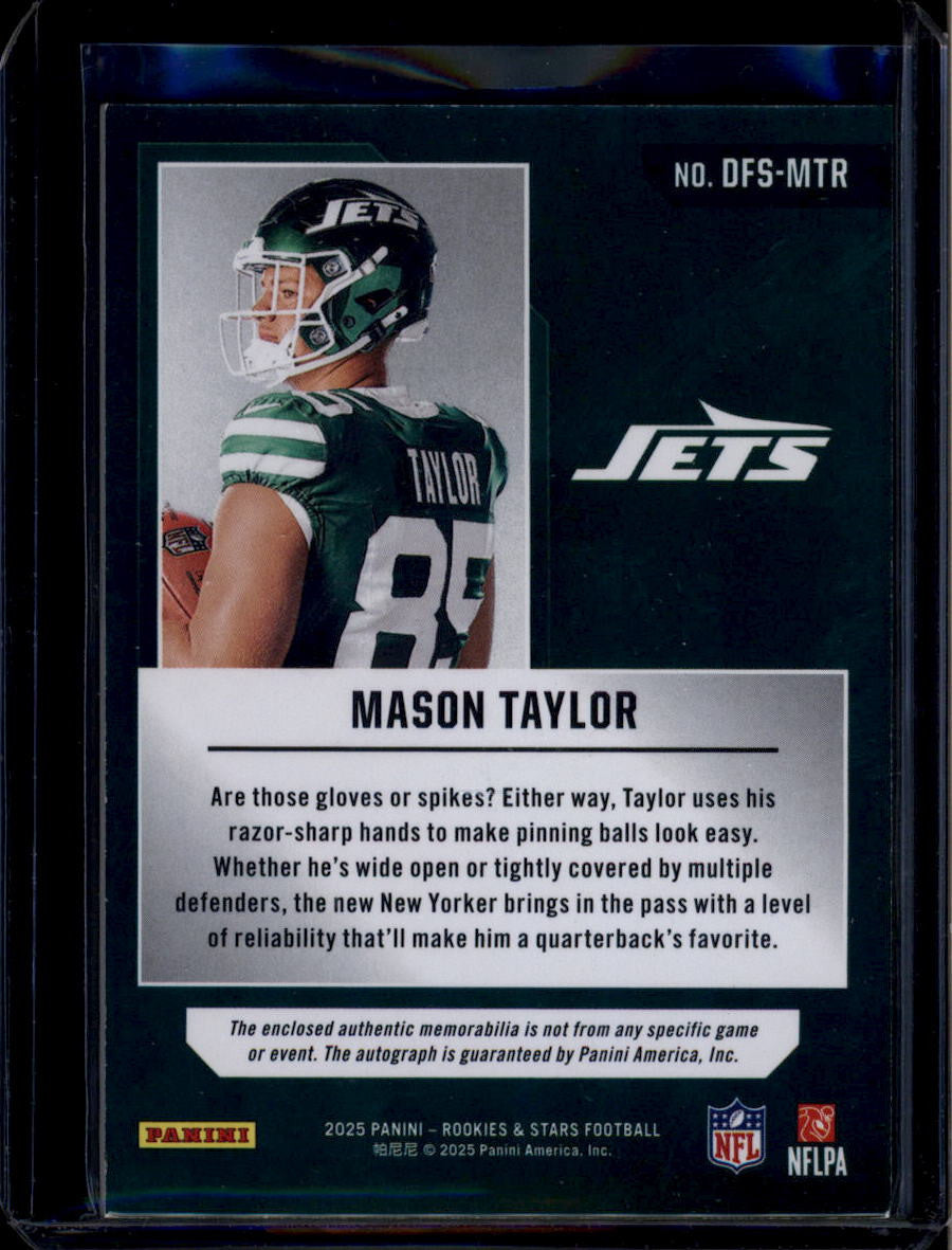 2025 Rookies and Stars Dress Success Autograph Mason Taylor RC Patch Auto 4/25