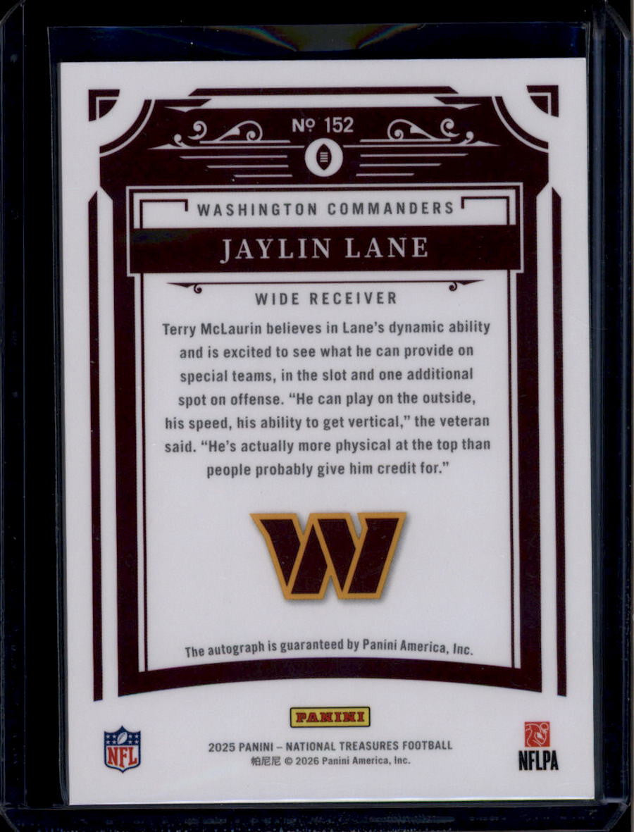 2025 Panini National Treasures Gold 152 Jaylin Lane Rookie Auto 27/35