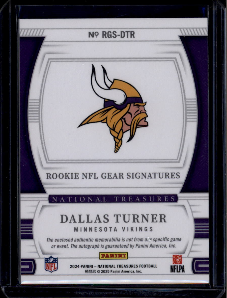 2024 National Treasures Gear Signatures Dallas Turner RC Dual Jersey Auto 71/99