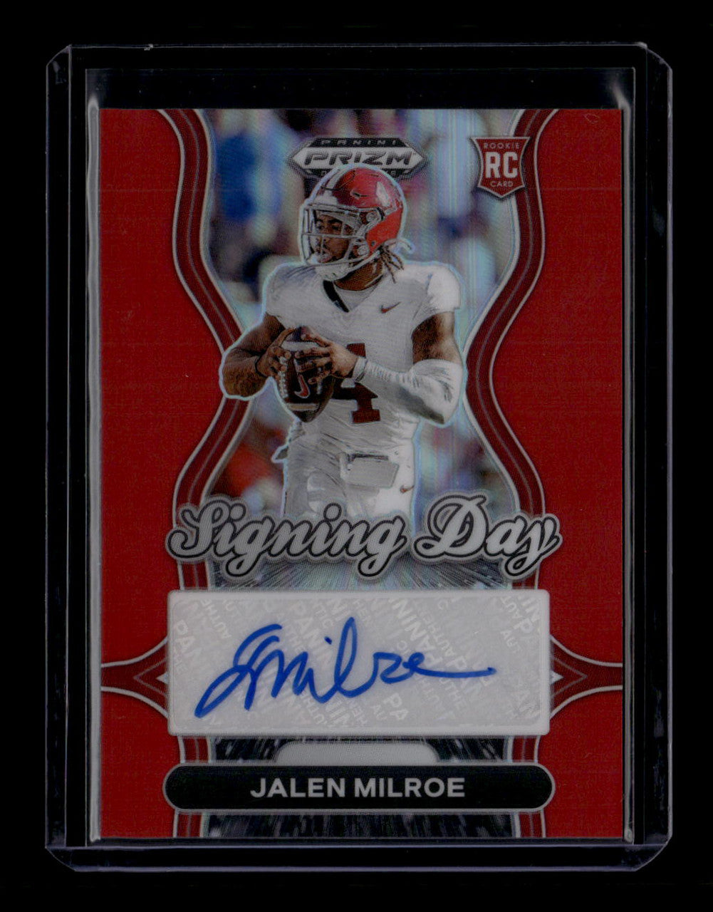 2025 Panini Prizm Draft Picks Signing Day Red 3 Jalen Milroe Rookie Auto 94/100