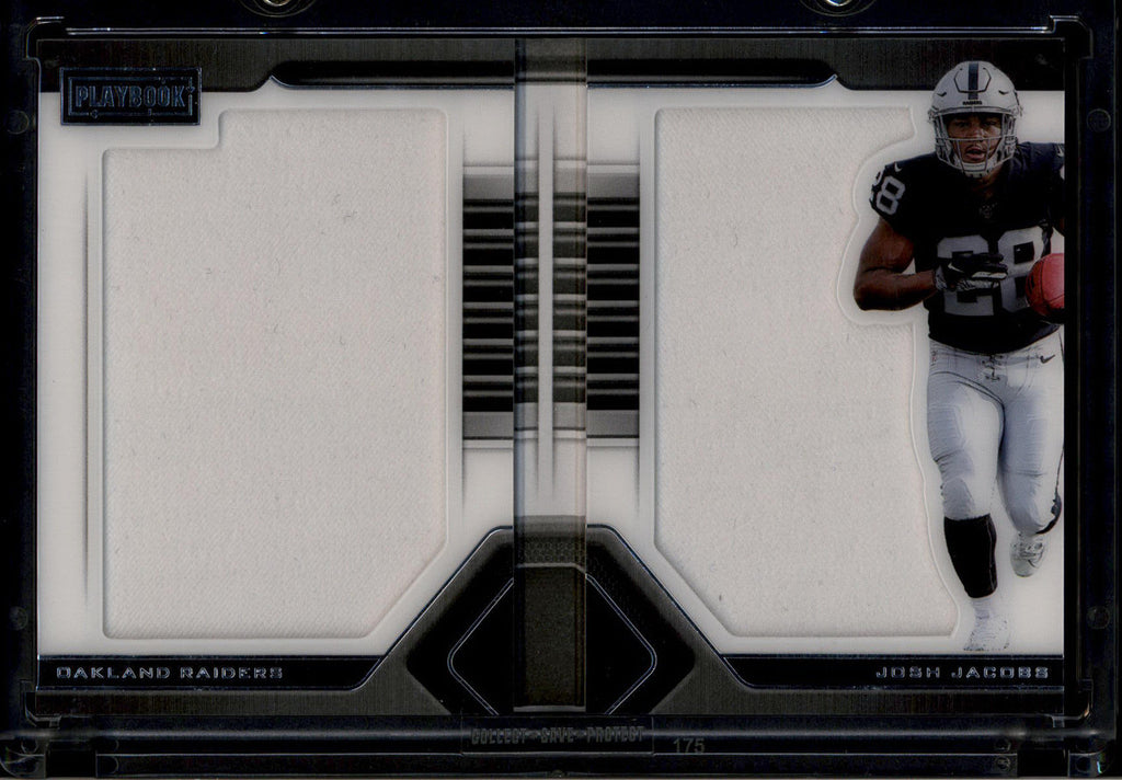 SOLD 180339 2019 Panini Playbook Rookie Jumbo Memorabilia Booklet Josh Jacobs RC Jersey 6/49