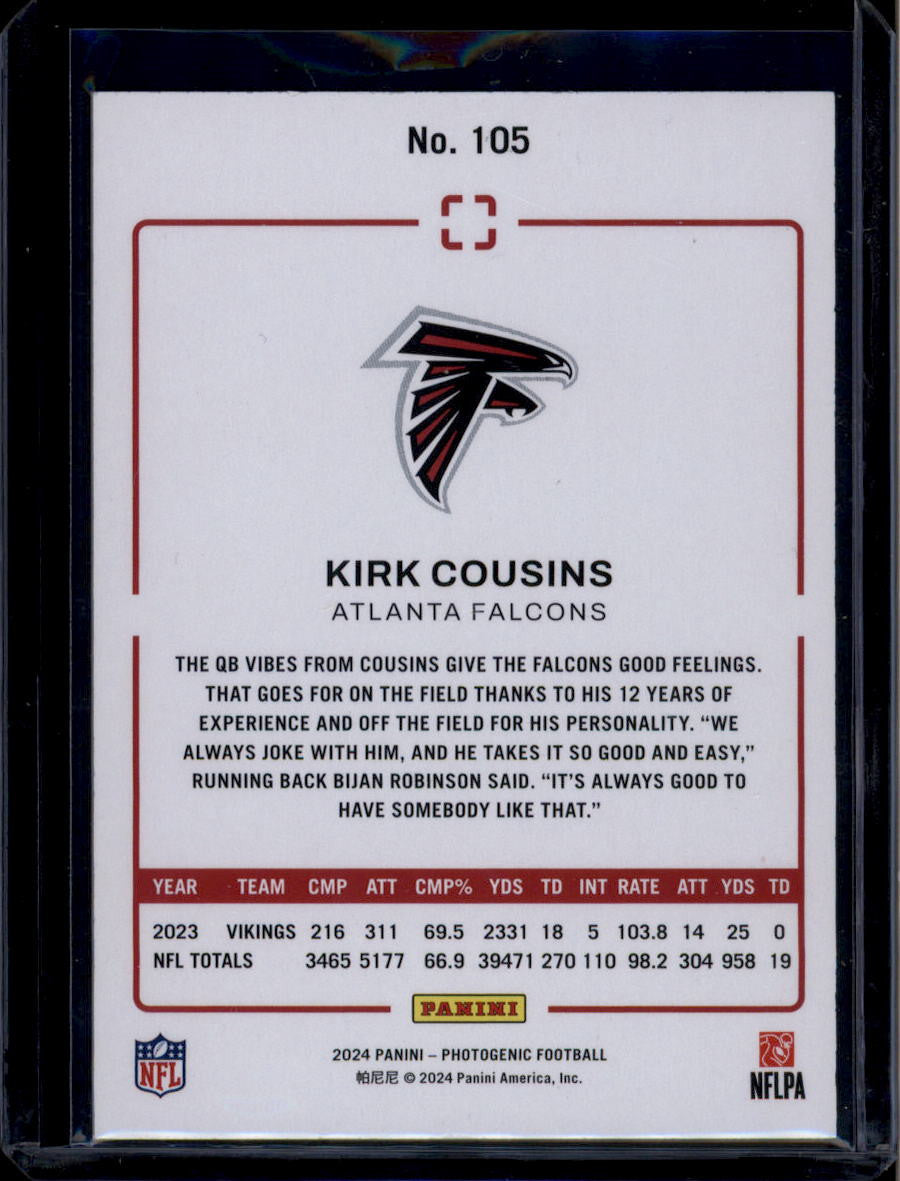 2024 Panini PhotoGenic Pink 105 Kirk Cousins 15/15