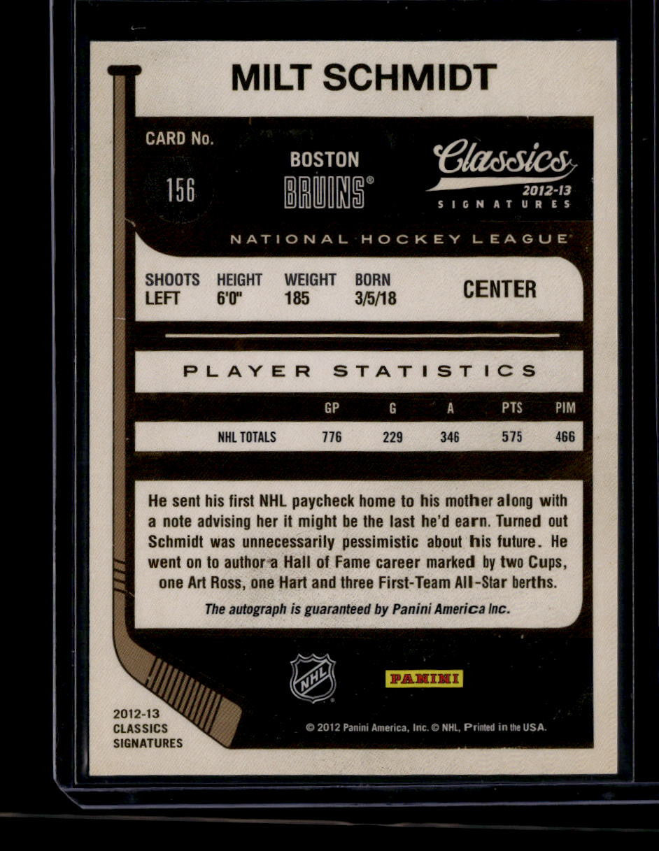 2012-13 Classics Signatures Autographs 156 Milt Schmidt Auto