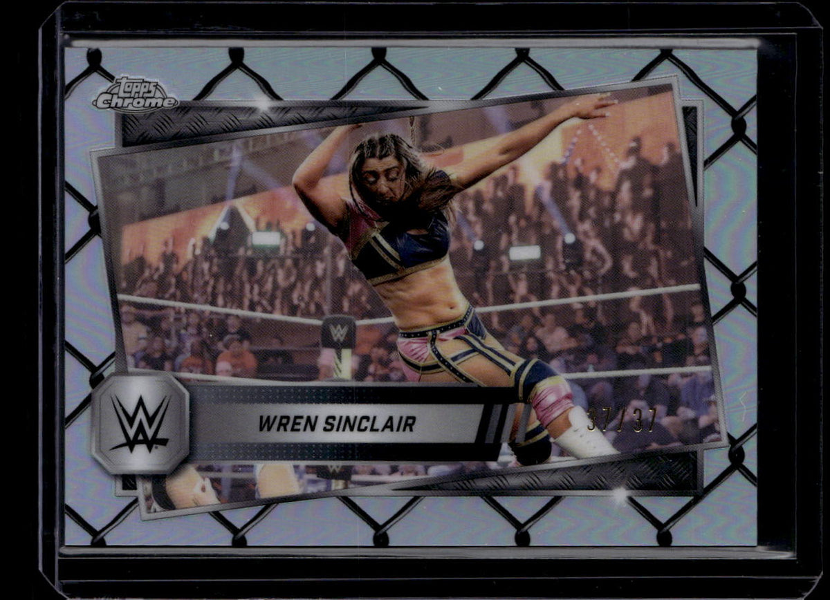 SOLD 180360 2025 Topps Chrome WWE Steel Cage Refractor 164 Wren Sinclair 37/37