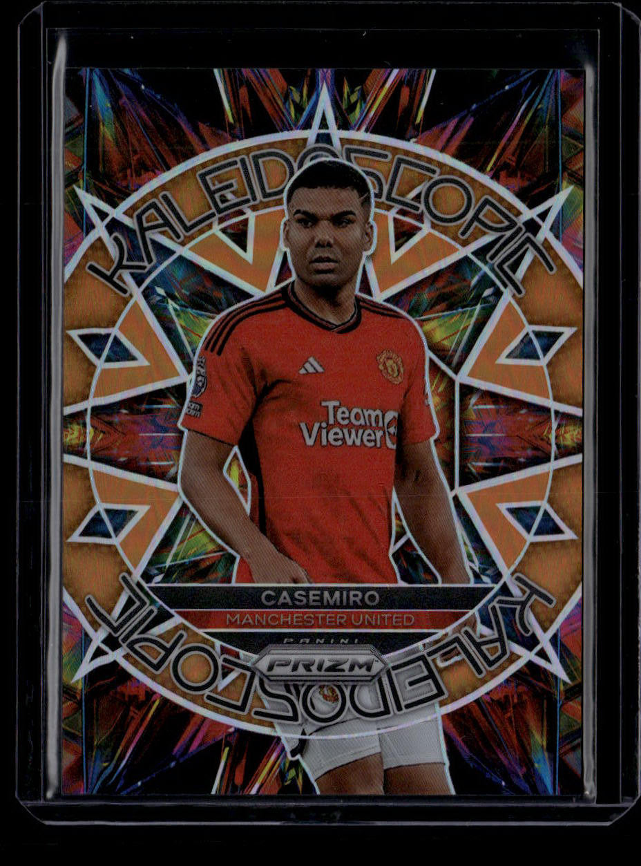 2023-24 Panini Prizm EPL Kaleidoscopic Prizms Orange Refractor 9 Casemiro 2/25