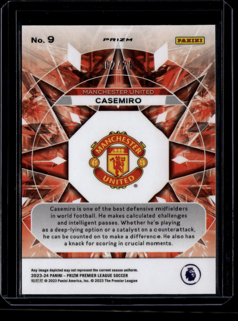 2023-24 Panini Prizm EPL Kaleidoscopic Prizms Orange Refractor 9 Casemiro 2/25