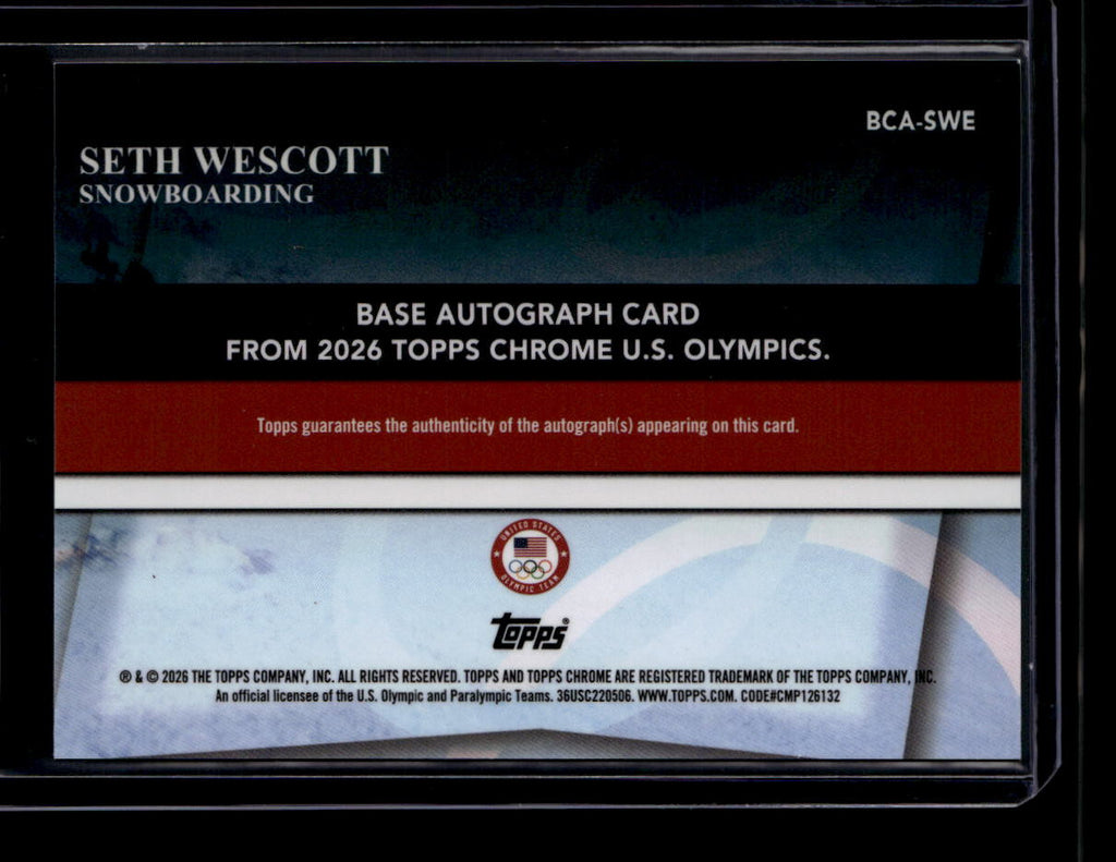 2026 Topps Chrome Olympic Autographs Orange Refractor Seth Wescott Auto 11/25