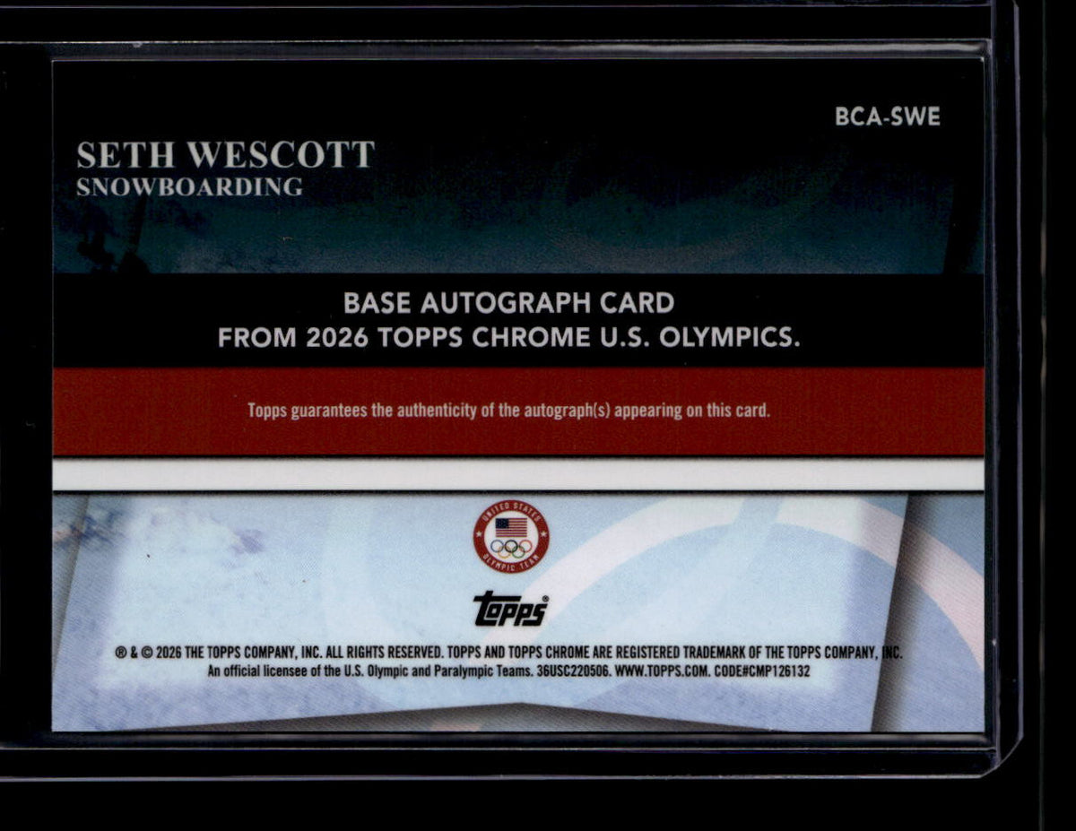 2026 Topps Chrome Olympic Autographs Orange Refractor Seth Wescott Auto 11/25