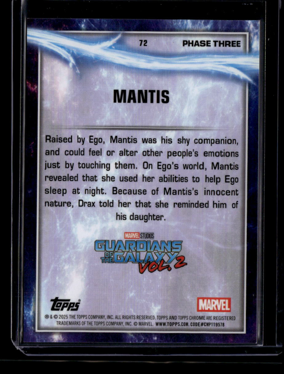 2025 Topps Chrome Marvel Studios Gold Wave Refractor 72 Mantis 45/50