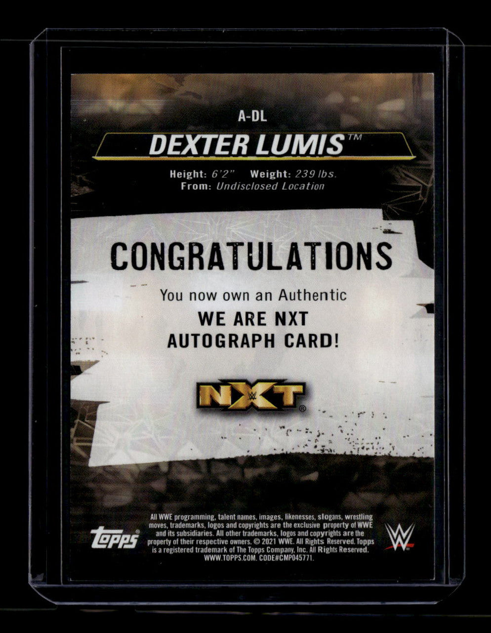 2021 Topps WWE NXT We Are NXT Autographs Purple ADL Dexter Lumis Auto 26/75