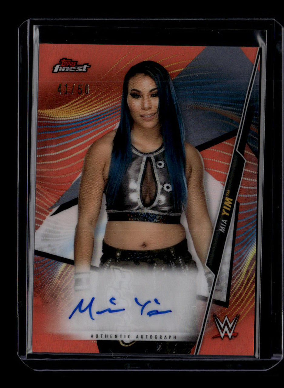 SOLD 180377 2020 Finest WWE Autographs Orange Refractor AMY Mia Yim Auto 41/50
