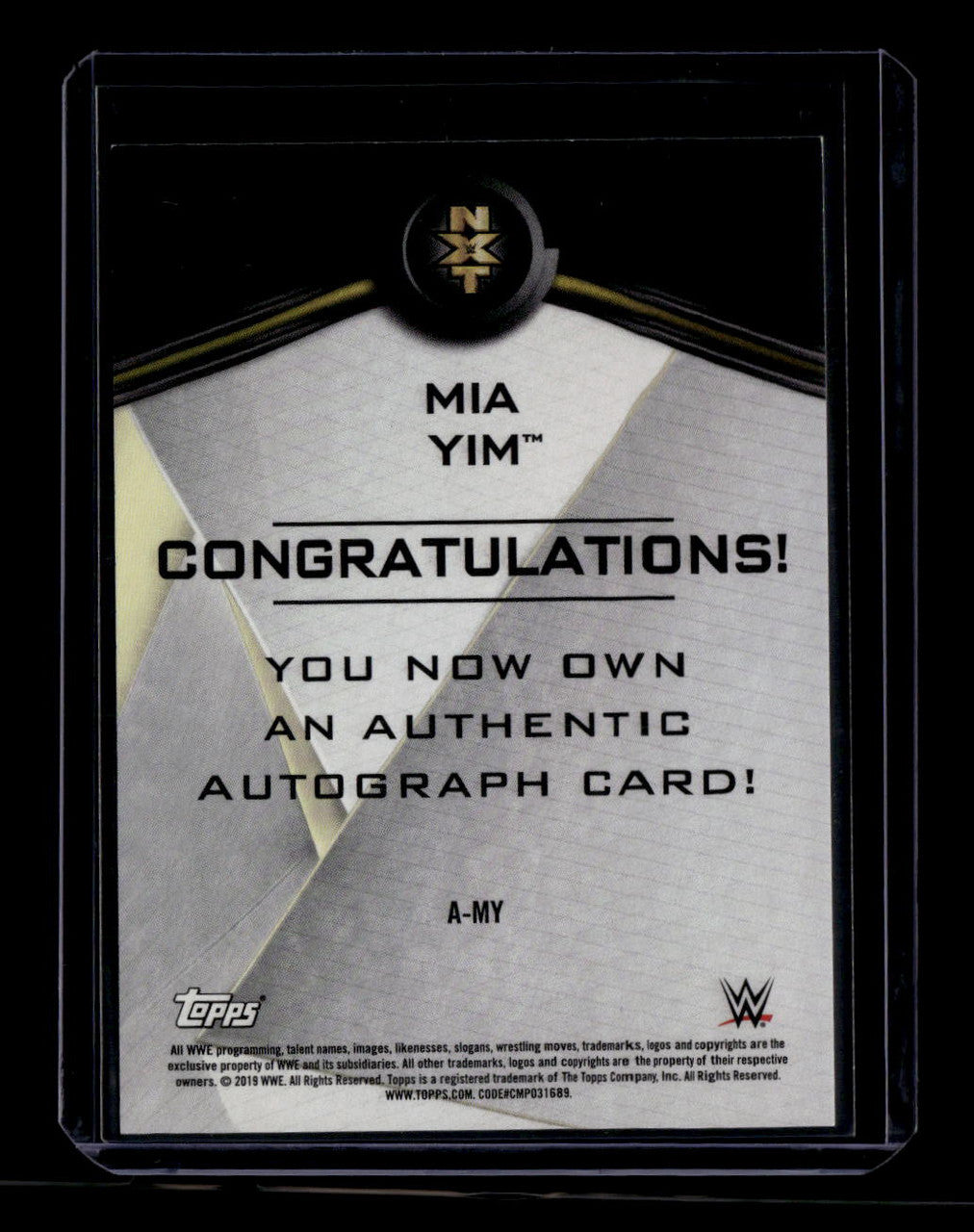 2019 Topps WWE NXT Autographs Blue AMY Mia Yim Auto 28/50