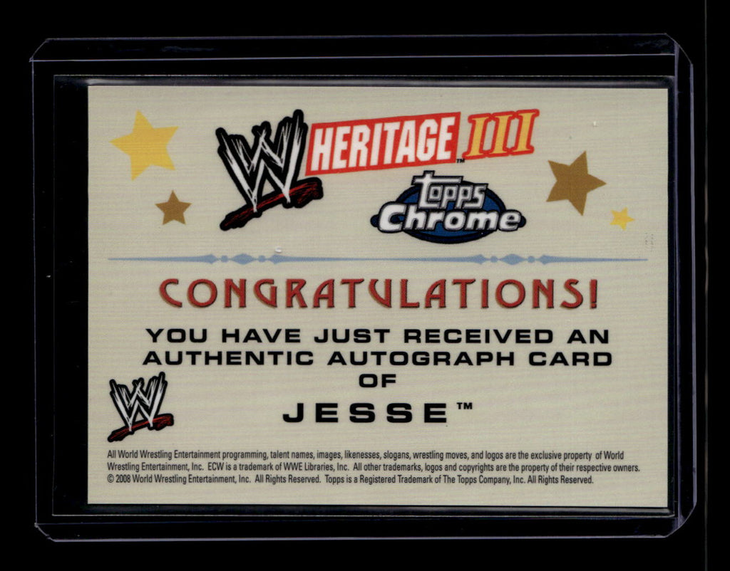 SOLD 180383 2008 Topps Heritage III Chrome WWE Autographs NNO Jesse Auto