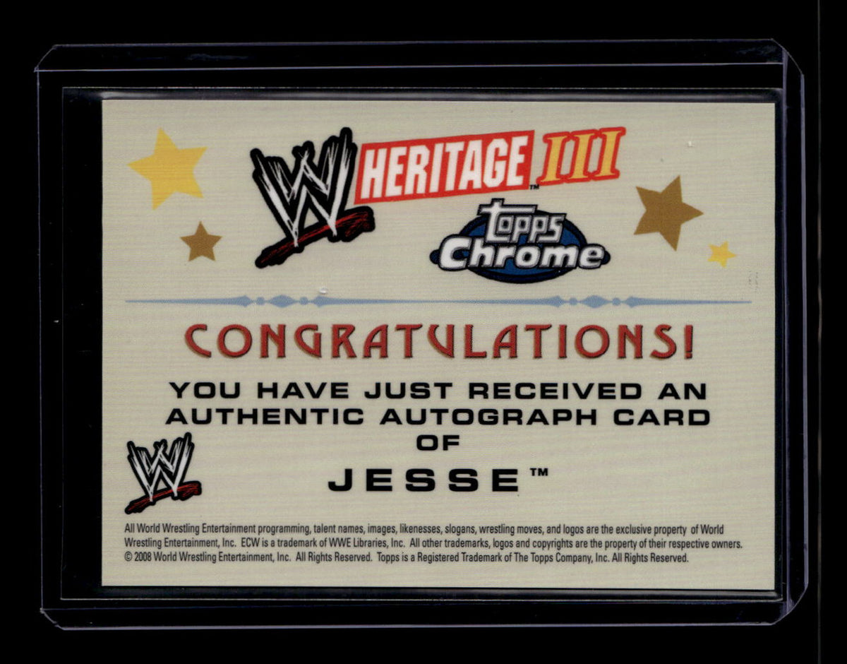 SOLD 180383 2008 Topps Heritage III Chrome WWE Autographs NNO Jesse Auto