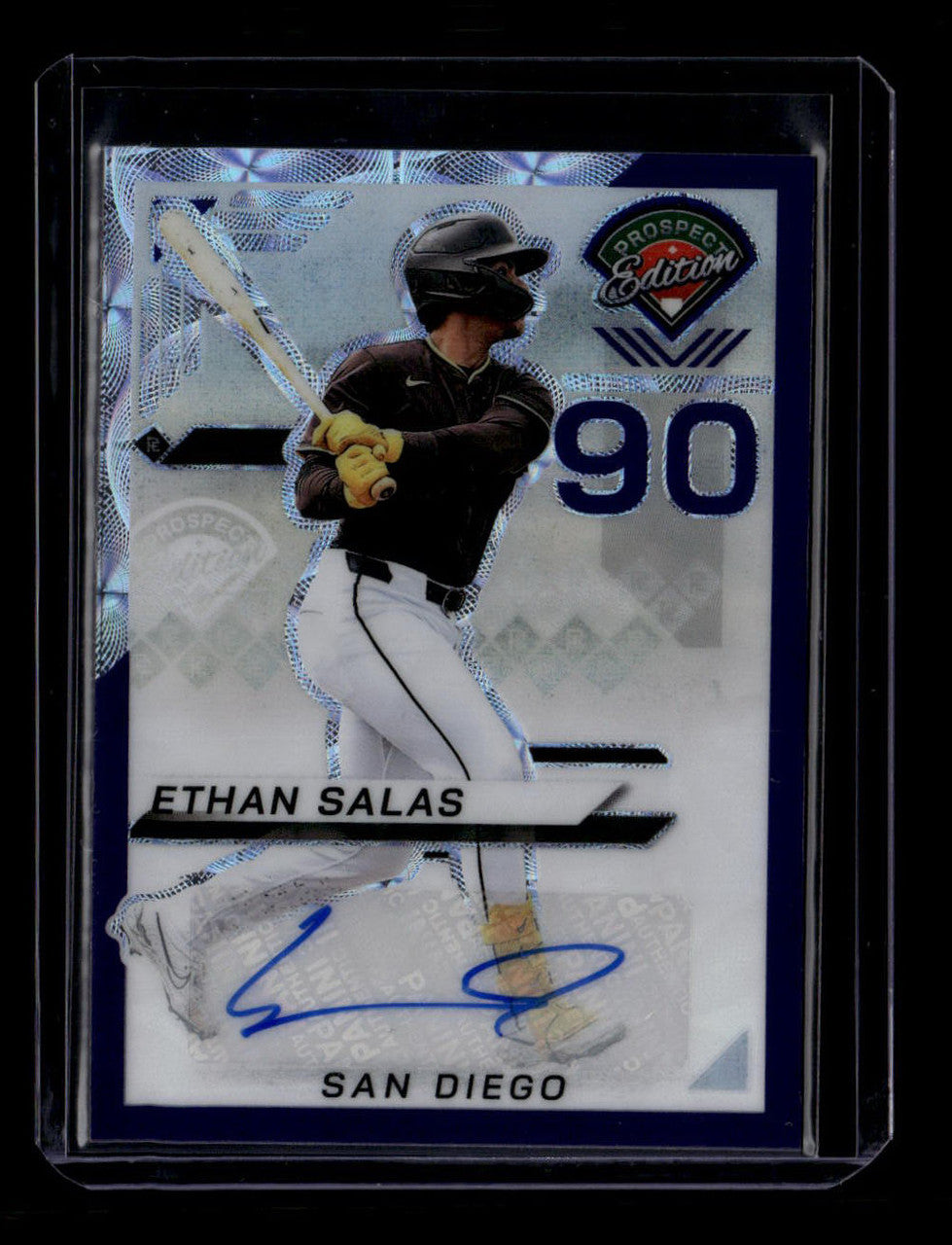SOLD 180392 2025 Panini Prospect Edition Holo Signature Purple Scope Ethan Salas RC Auto /49