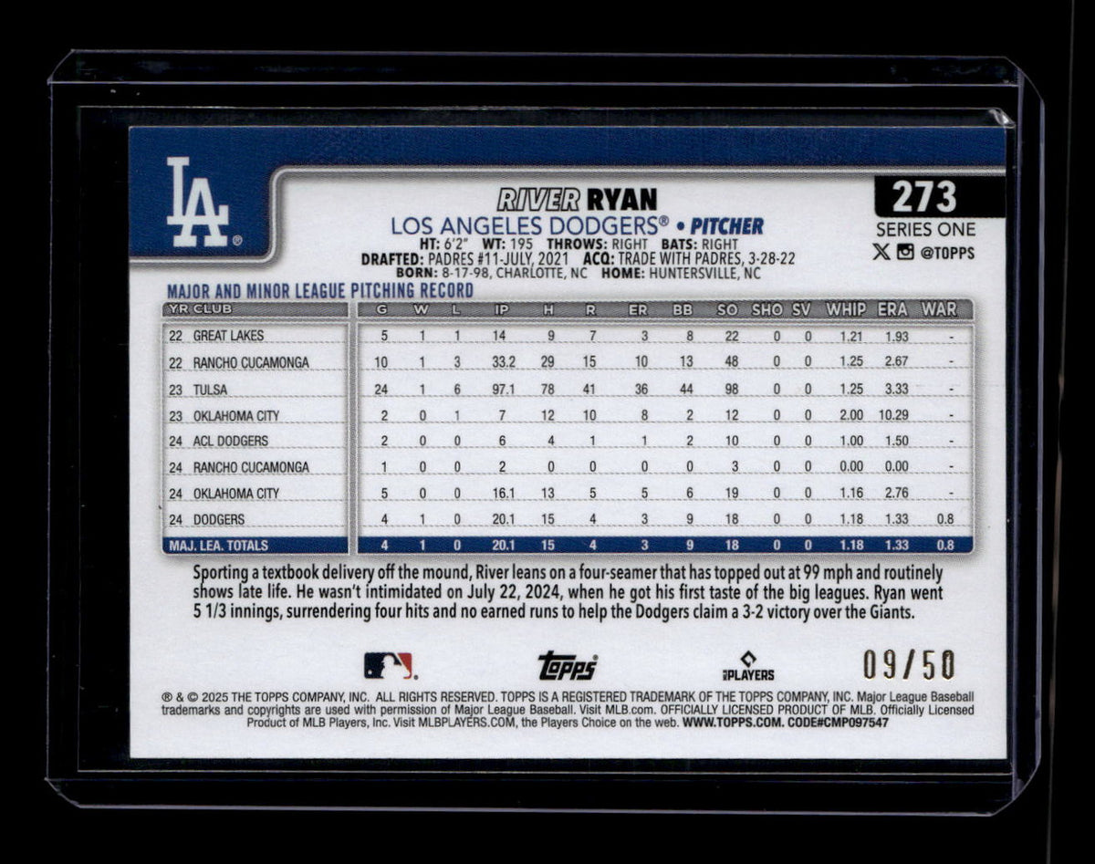 SOLD 180393 2025 Topps Canvas 273 River Ryan Rookie 9/50