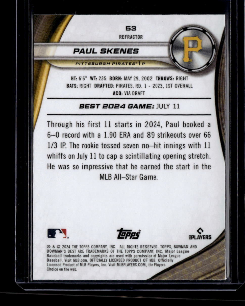 2024 Bowman's Best Refractor 53 Paul Skenes Rookie