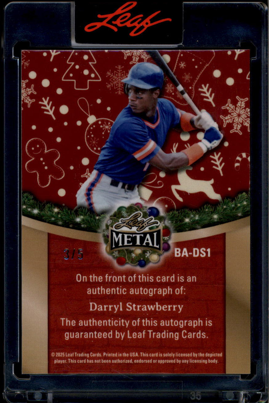 SOLD 180399 2025 Leaf Metal Happy Holidays Elf on Shelf Snowflake Darryl Strawberry Auto 3/5
