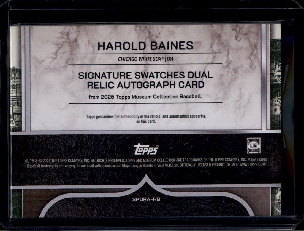 2025 Topps Museum Signature Swatches Harold Baines Dual Bat Jersey Auto 13/20