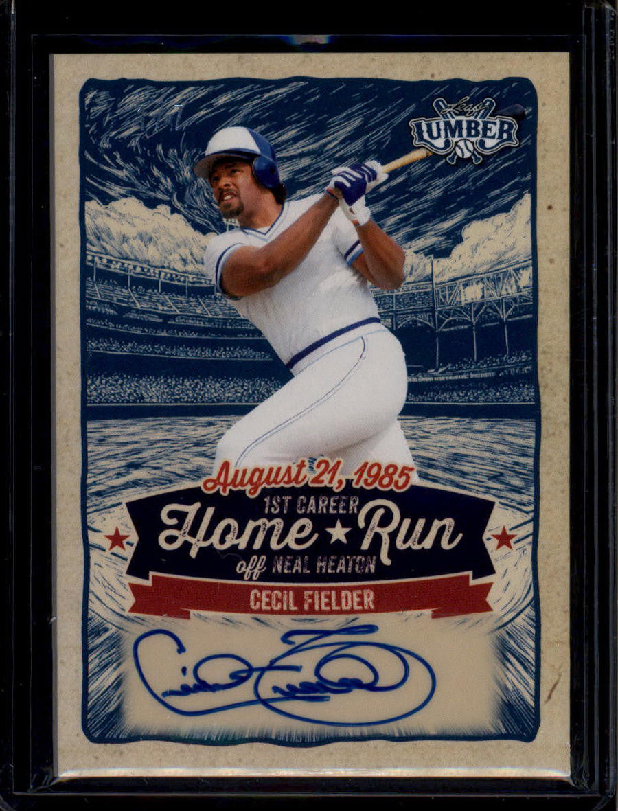 SOLD 180401 2025 Leaf Lumber 1st Career Home Run Blue chrcf1 Cecil Fielder Auto 1/7