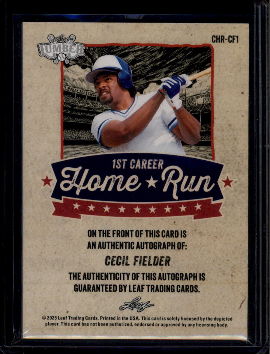 SOLD 180401 2025 Leaf Lumber 1st Career Home Run Blue chrcf1 Cecil Fielder Auto 1/7