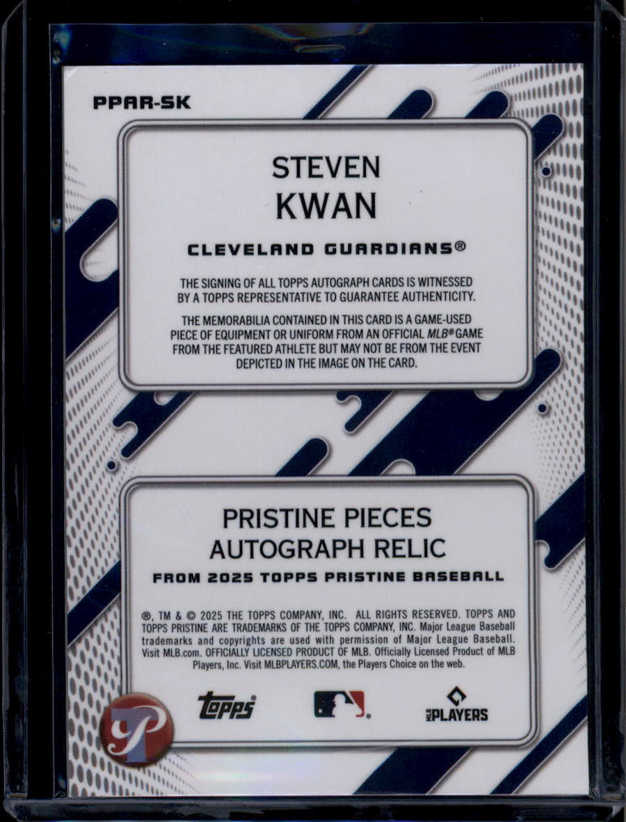 2025 Topps Pristine Pieces Autograph Relics PPARSK Steven Kwan Jersey Auto
