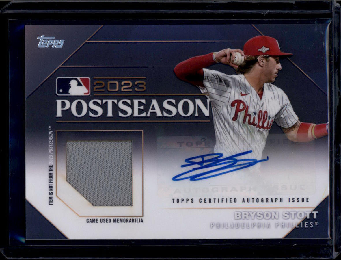 SOLD 180405 2024 Topps Postseason Performance Autograph Relic Bryson Stott Jersey Auto 15/50