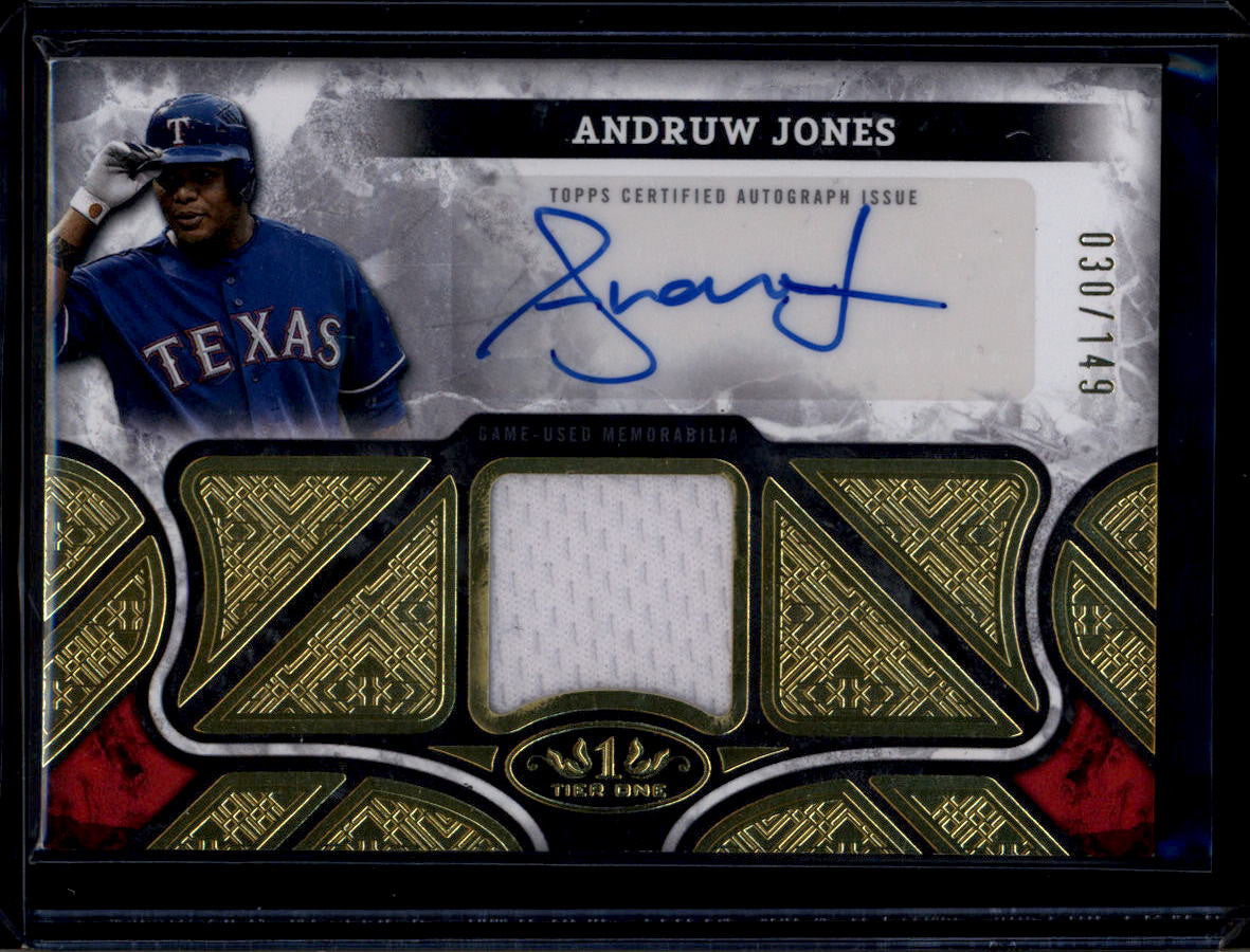 SOLD 180407 2025 Topps Tier One Relic Autographs at1raj Andruw Jones Jersey Auto 30/149
