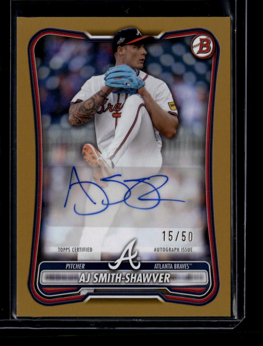 SOLD 180410 2026 Bowman Rookie and Veteran Autographs Gold PRVAS AJ Smith-Shawver Auto 15/50