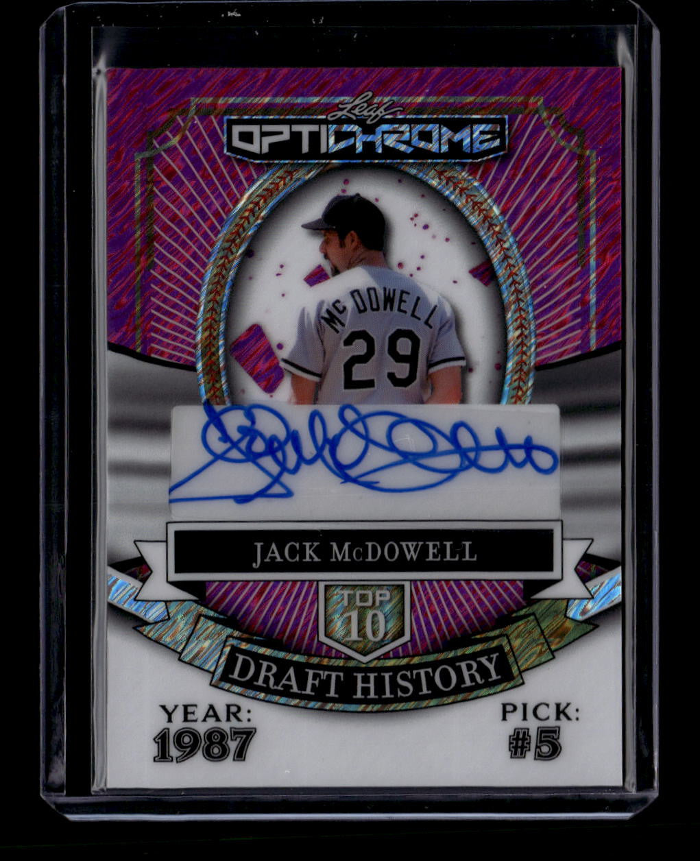 2025 Leaf Optichrome Draft History Pink Shimmer Jack McDowell Auto 1/1