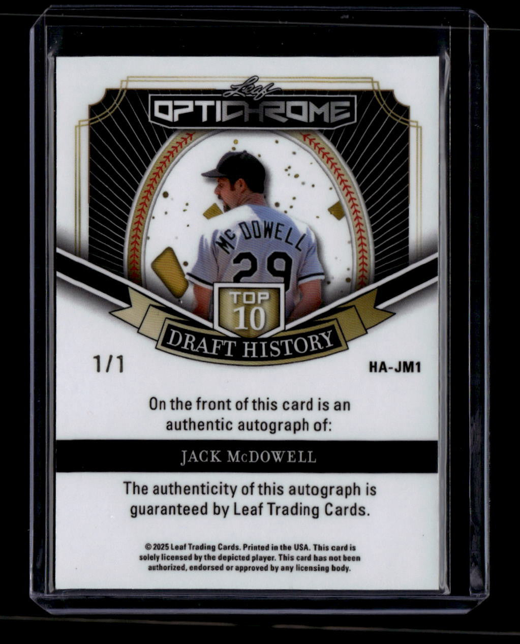 2025 Leaf Optichrome Draft History Pink Shimmer Jack McDowell Auto 1/1