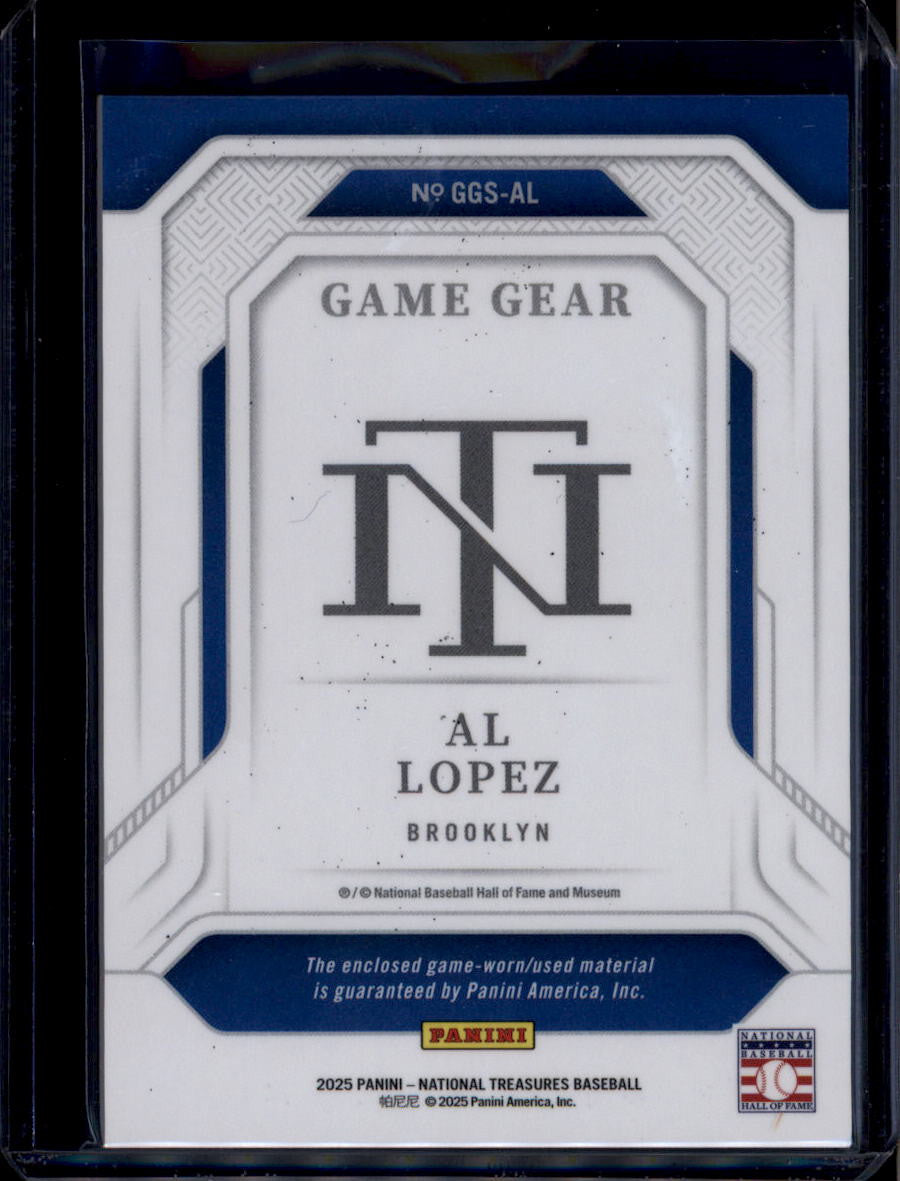 2025 Panini National Treasures Game Gear Swatches Holo Gold 28 Al Lopez Bat 4/10