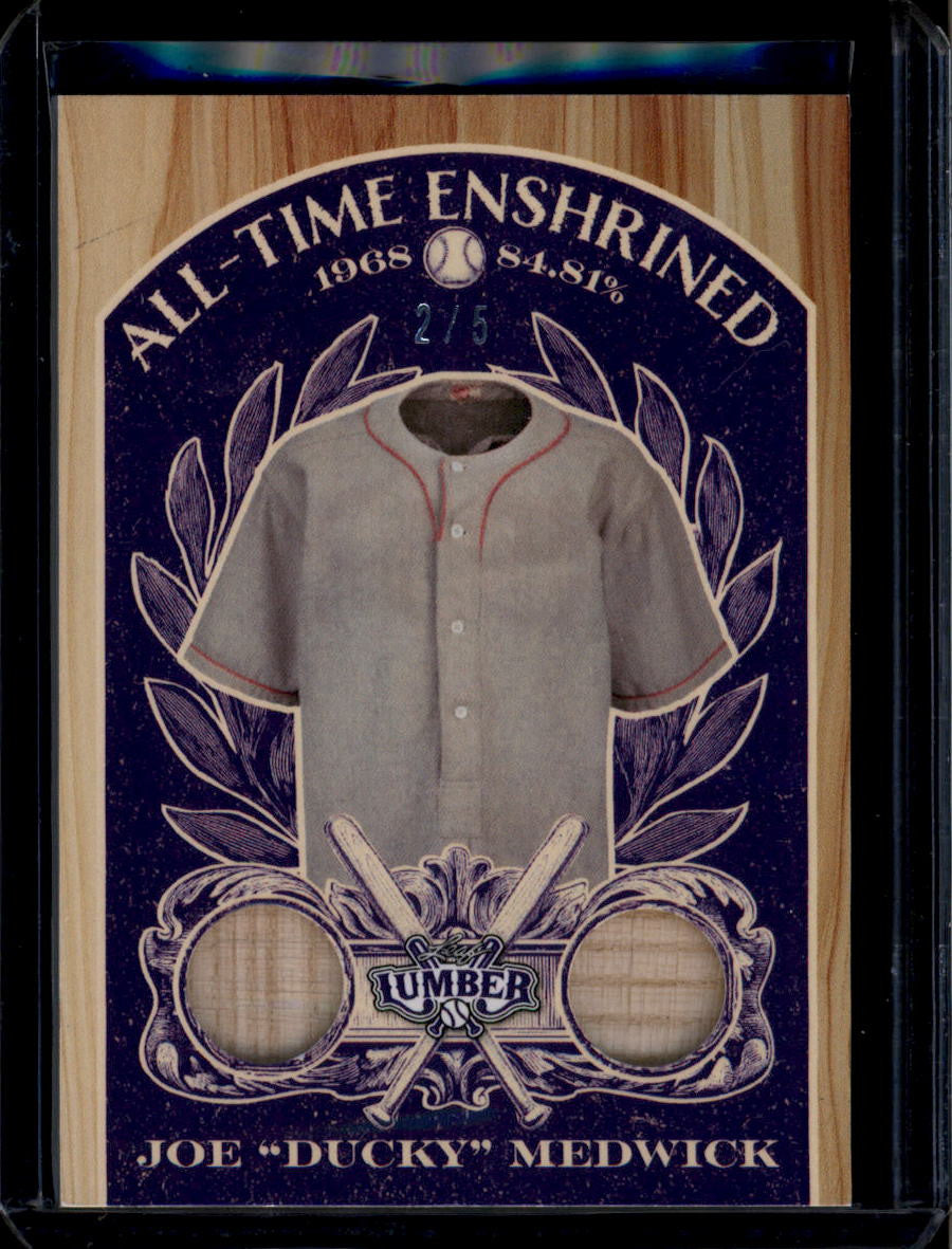 SOLD 180418 2025 Leaf Lumber All-Time Enshrined Purple ae34 Joe Ducky Medwick Dual Bat 2/5