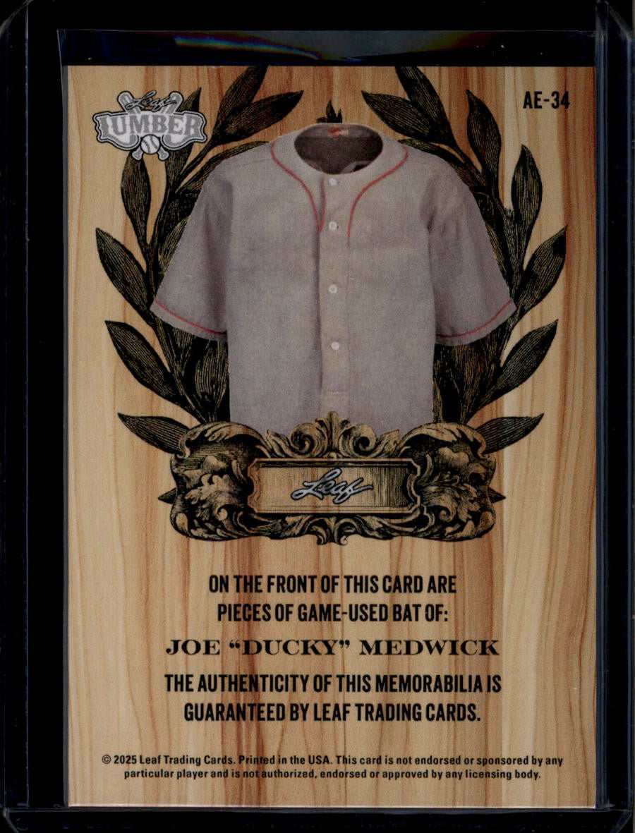 SOLD 180418 2025 Leaf Lumber All-Time Enshrined Purple ae34 Joe Ducky Medwick Dual Bat 2/5