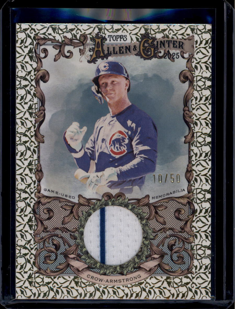 SOLD 180419 2025 Topps Allen and Ginter Relic Gold Filigree Pete Crow-Armstrong Jersey 10/50