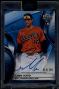 SOLD 180422 2025 Topps Chrome Black Autographs Blue Refractor Coby Mayo RC Auto 121/150