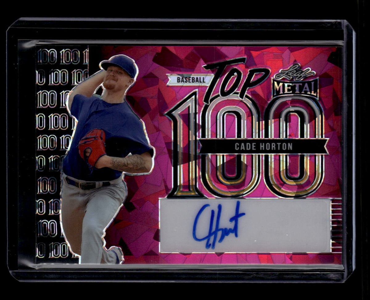 2023 Leaf Metal Top 100 Autograph Crystal Pink t1ch1 Cade Horton Rookie Auto 3/5