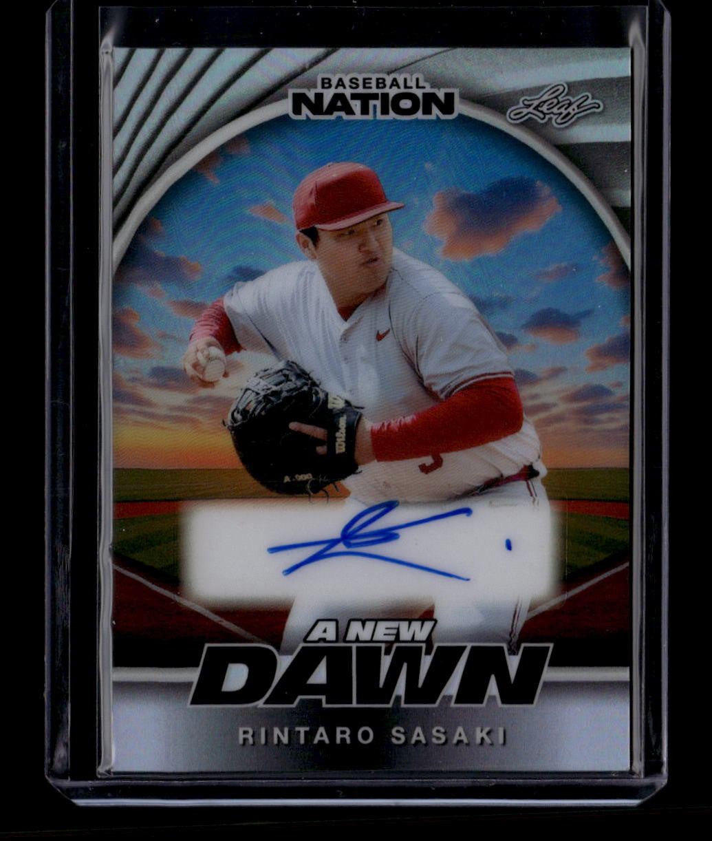 SOLD 180430 2025 Leaf Baseball Nation A New Dawn Silver Prismatic Rintaro Sasaki RC Auto /15