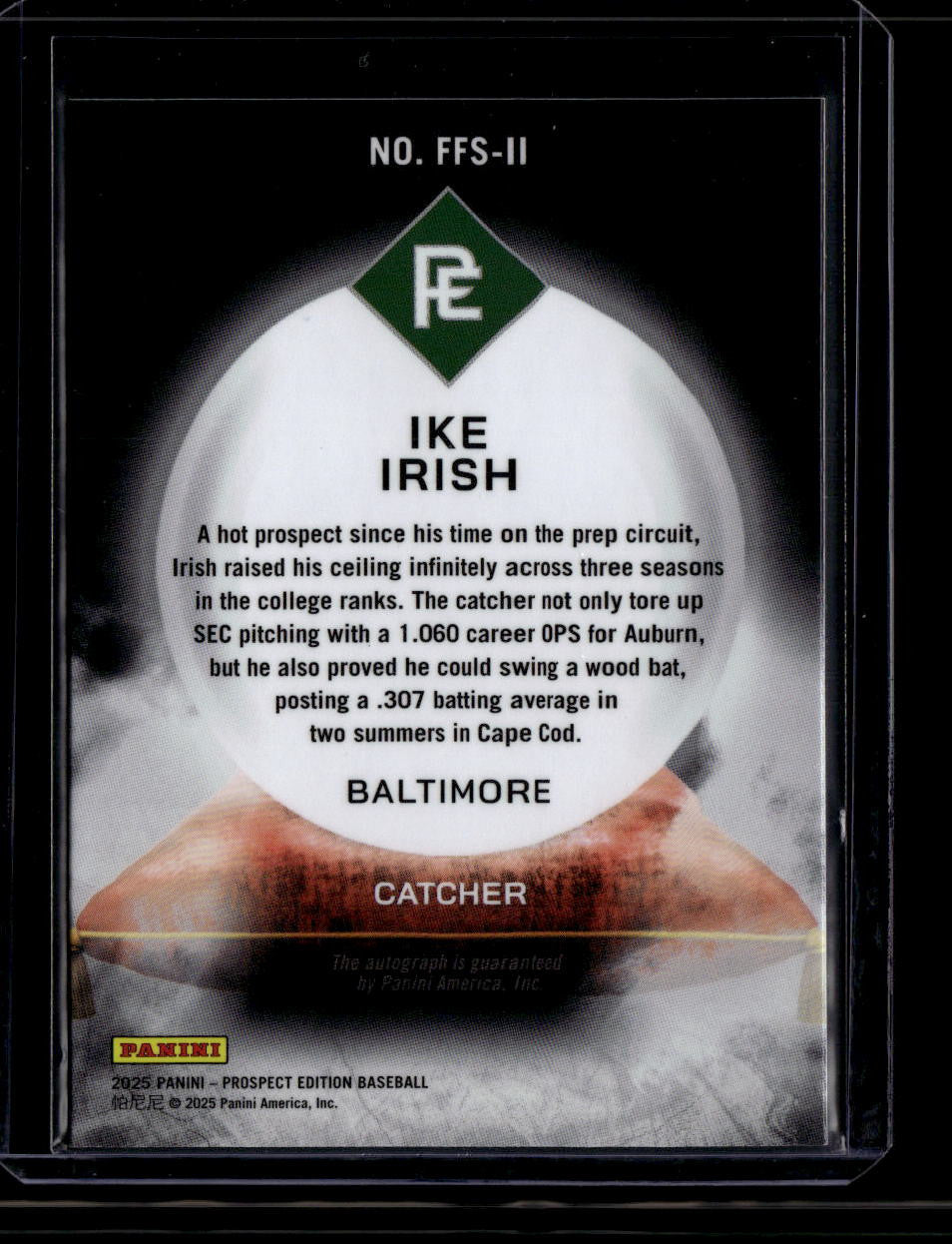2025 Panini Prospect Franchise Futures Signatures Red 3 Ike Irish RC Auto 33/99