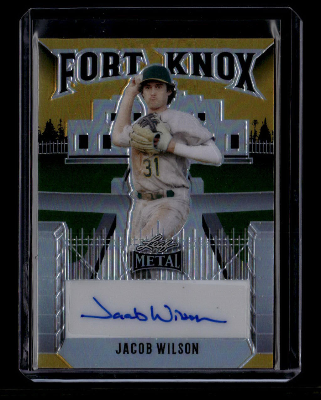 SOLD 180438 2023 Leaf Metal Fort Knox Autographs fkjw1 Jacob Wilson Rookie Auto 7/10