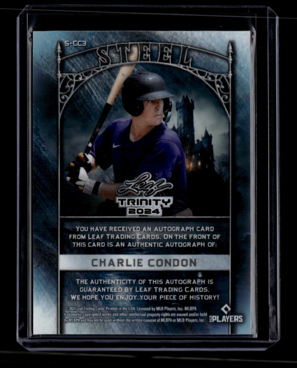 2024 Leaf Trinity Steel Lutetium Silver Crystals Charlie Condon Rookie Auto 2/10