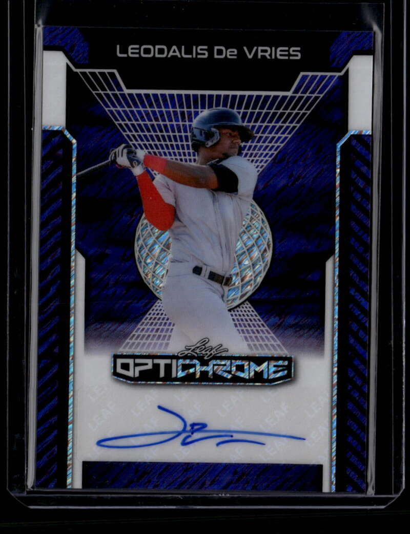 SOLD 180442 2025 Leaf Optichrome Purple Shimmer BALDV Leo De Vries Rookie Auto 2/5