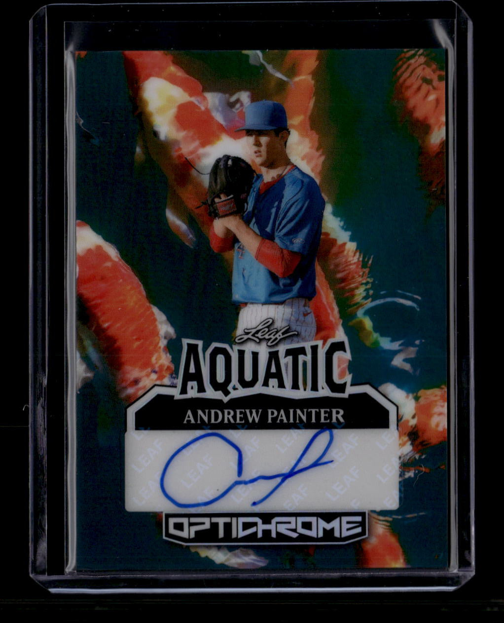 SOLD 180443 2025 Leaf Optichrome Aquatic Autographs Koi Fish Andrew Painter Rookie Auto 1/1