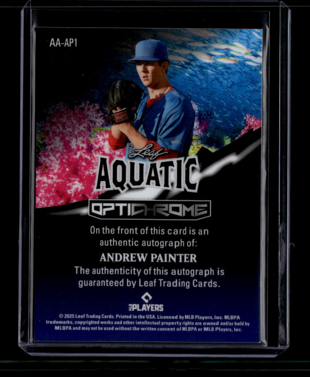 SOLD 180443 2025 Leaf Optichrome Aquatic Autographs Koi Fish Andrew Painter Rookie Auto 1/1