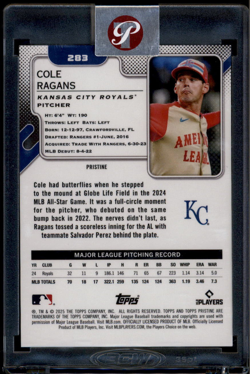 2025 Topps Pristine Pink Pristine Refractor 283 Cole Ragans 15/15
